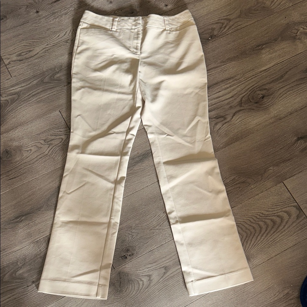 New York & Company Cream 7th Avenue Straight-Leg Pants size 10 Tall